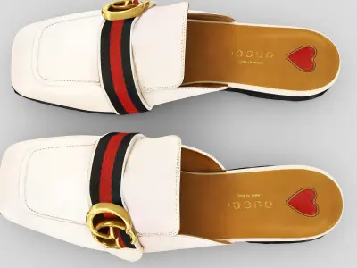 Gucci woman luxury fashion leather slippper 3D model