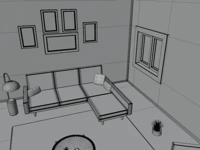 Simple Living Room Design Free 3D model