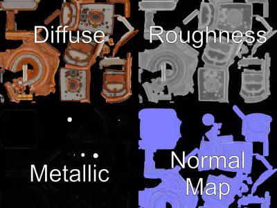 Copper Industrial Chamber model pack Low-poly 3D model