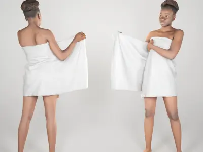 Beautiful african woman wrapped in white towel 244 Low-poly 3D model