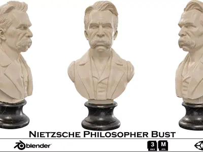 Nietzsche Philosopher Bust Low-poly 3D model