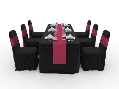 Banquet Table and Chair 130 3D model