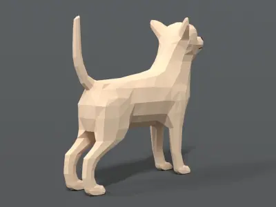 Low Poly Cartoon Chihuahua Dog Low-poly 3D model