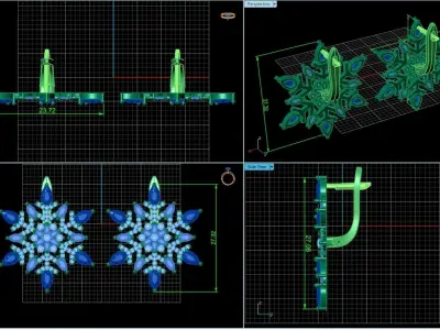 Christmas snowflake earrings 1041 3D print model
