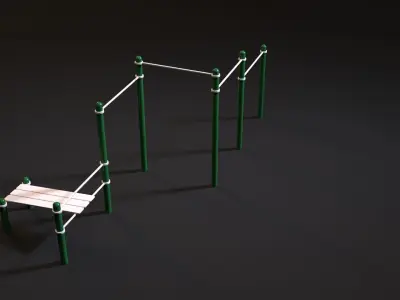 Workout 2 set of exercise equipment 3D model