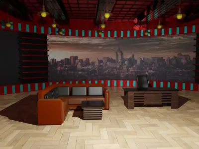 Talk Show TV Studio Low-poly 3D model