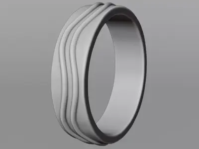 Elegant Gold Wave Band - Minimalist Jewelry 3D Print Model 3D print model