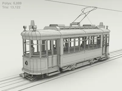 Old Tram Low-poly 3D model