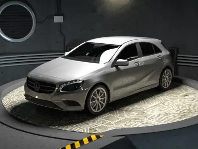 Mercedes A class w176 and garage 3D model