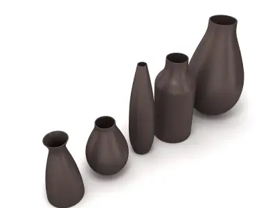 Ceramic Flower Vase Set 2 3D model