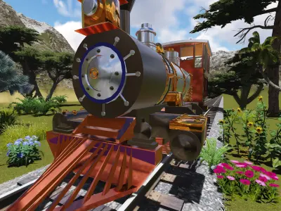 train steam locomotive Low-poly 3D model