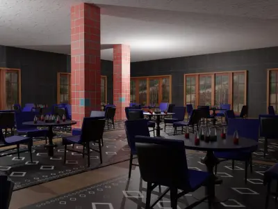 Coffee Shop Low-poly 3D model