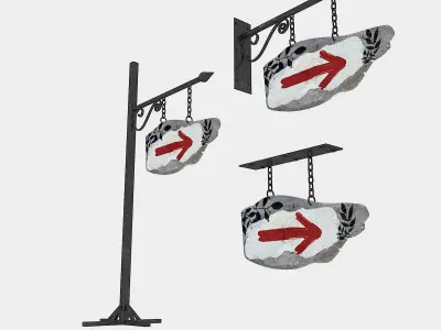 old wooden arrow sign 02 3D model Low-poly 3D model