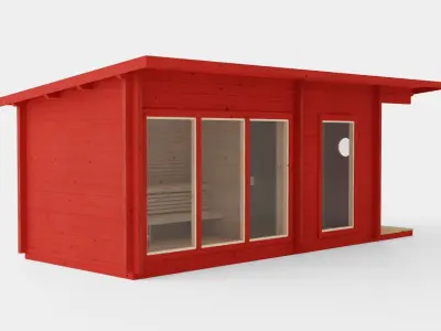 Sauna Red Low-poly 3D model
