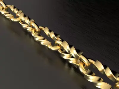 Tiffany chain link bracelet or necklace twist model sizes pack 3D print model