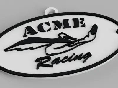 Acme Racing Wile E Coyote Road Runner Logo Keychain Free 3D print model