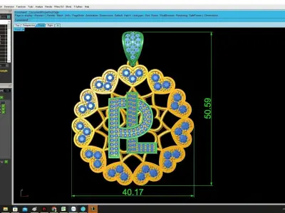 Luxury Letter R Diamond Pendant Jewelry 3D Model 4225 3D print model