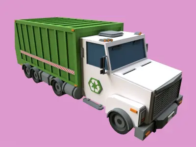 Lowpoly Garbage Truck Low-poly 3D model