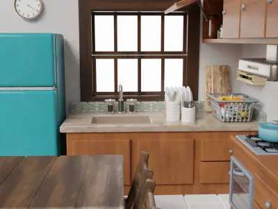 Isometric Kitchen Low Poly Low-poly 3D model