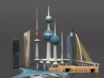Kuwait Landmark 3D Models Bundle  Modern and Iconic Pack 3D Model Collection
