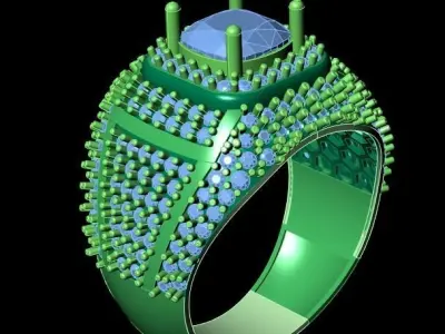 Gents Diamond Ring 3dm render 3D print model 3D print model