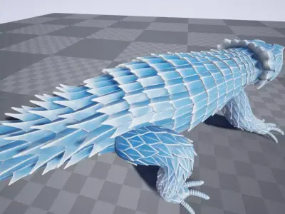 Ice Armadillo lizard  Low-poly 3D model