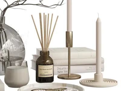 Decorative Set with Palo Santo Sticks and Candles 3D model
