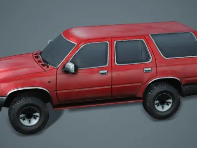 Old SUV Car -Red- - Low Poly Mobile Ready Low-poly 3D model