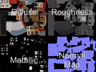 European Townhouse Facade model pack Low-poly 3D model