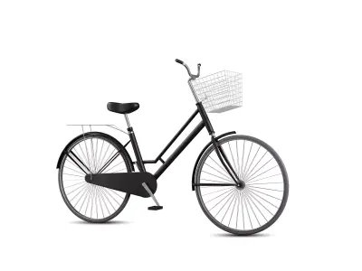 Black cartoon bicycle character model for women classic style  3D model