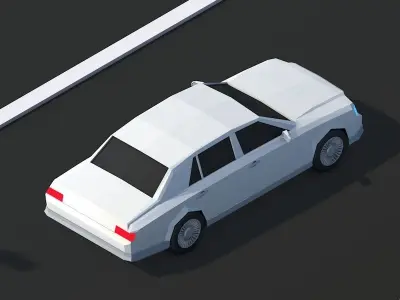 Cartoon Low Poly Limousine Car 3D model