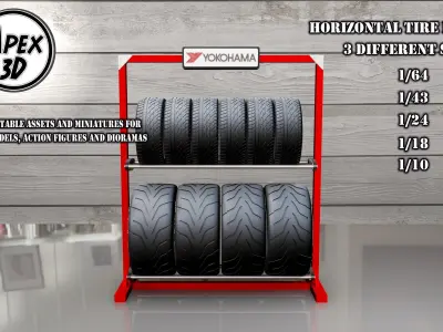 Horizontal tire Rack 3d printable in various scales 3D print model