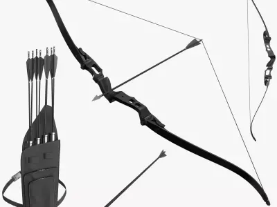 Bow With Quiver and Arrow 3D Model Pack