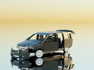 Low Poly Mini Van Low-poly 3D model