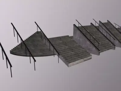 Stairs Gothic Pack Low-poly 3D model
