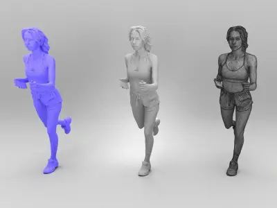 Attractive young woman running 334 Low-poly 3D model