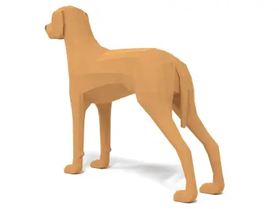 Low Poly Cartoon Hungarian Vizsla Dog Low-poly 3D model
