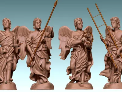 The Four Angels - CNC Router Carving 3D print model
