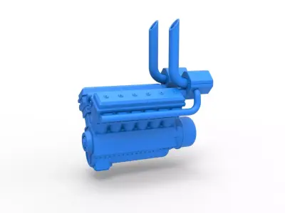 Turbo engine V12 for pulling tractor Scale 1 to 25 3D print model