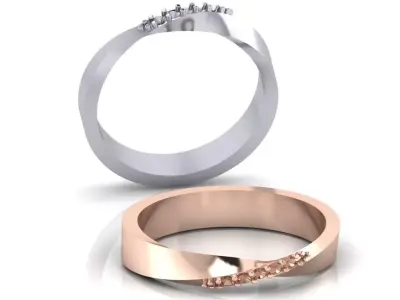 twisted luxury jewelry ring 3D print model