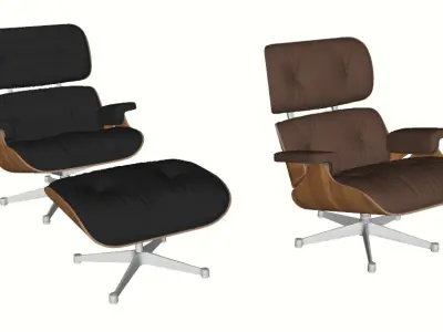 Eames Style Lounge Chair and Ottoman 3D model