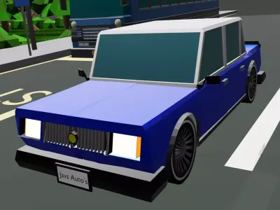stylized low poly sedan Low-poly 3D model