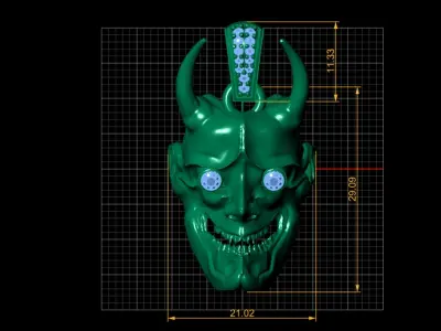 DEVIL FACE PENDANT 3D PRINTABLE MODEL 3D print model