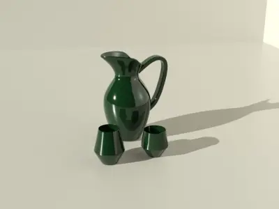 Vase and cups 3D model
