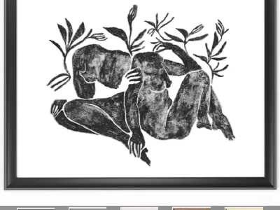 Art Frames 137- nude figures and flowers Art 3D model