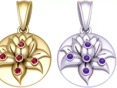 Sacred Lotus Blossom Medallion 3D Printable Model 3D print model