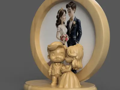 Wedding Couple 3D Frame Bride Groom STL File 3D print model