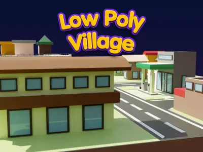 3D Cartoon City buildings for games Low-poly 3D model