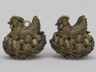 chicken with full eggs  3D print model