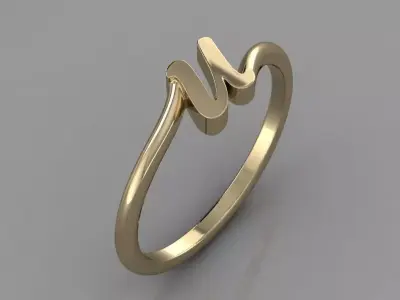 Alphabet Ring U 3D print model